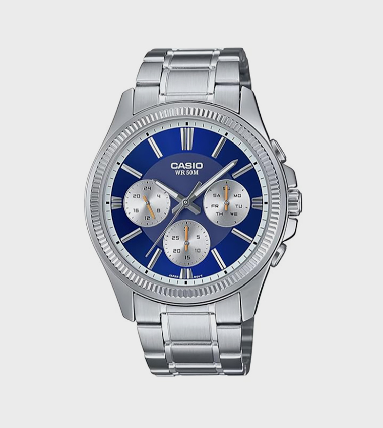 Navy Dial Stainless Steel Strap Analog Watch