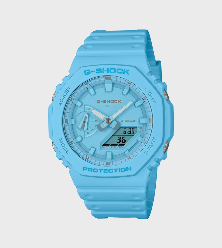 Blue Dial Resin Strap Hybrid Watch