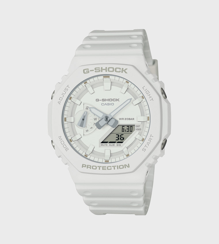 White Dial Resin Strap Hybrid Watch