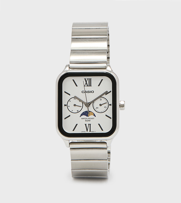 White Dial Stainless Steel Strap Analog Watch