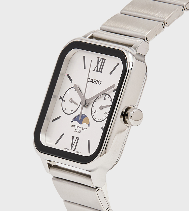 White Dial Stainless Steel Strap Analog Watch