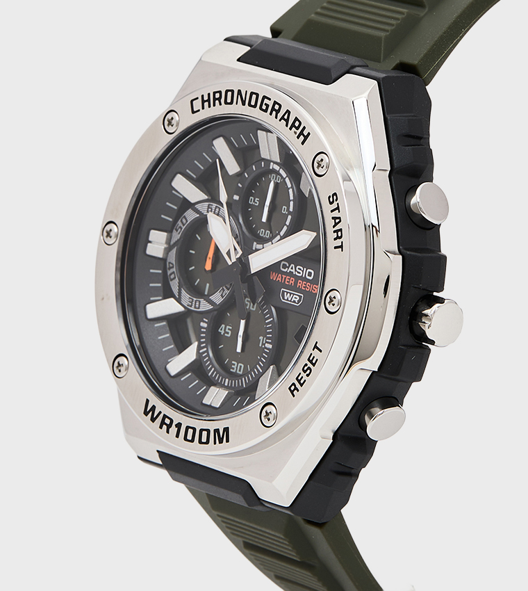 Green Dial Resin Strap Analog Watch