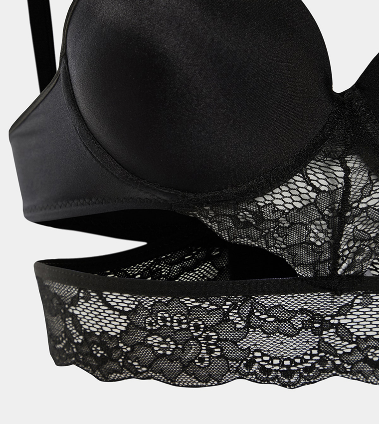 Buy Trendyol Lace Detailed Push Up Underwear Set In Black