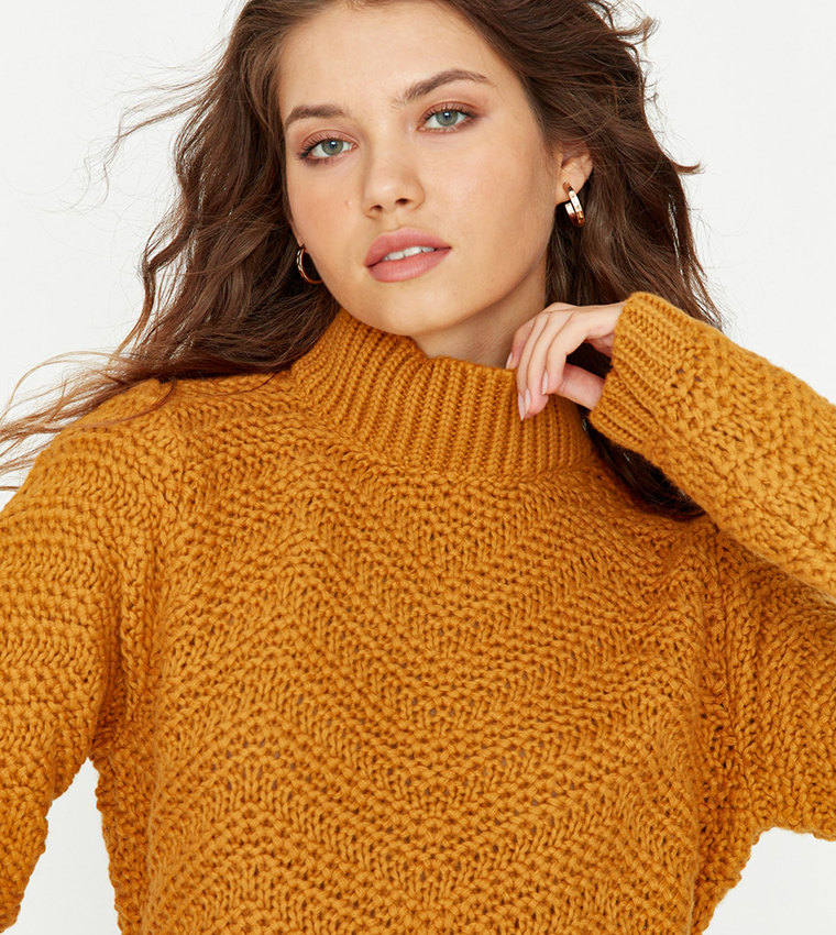 Mustard turtleneck jumper best sale