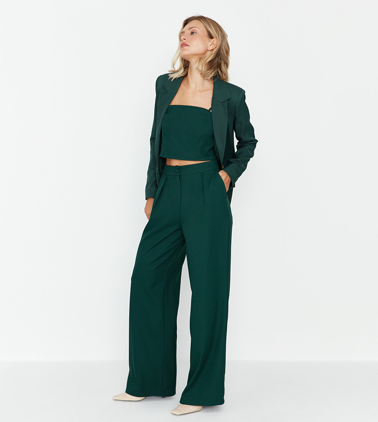 Solid Wide Leg Trousers