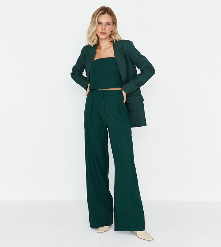 Solid Wide Leg Trousers