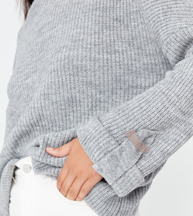 Color Block Cable-Knit Turtleneck Sweater