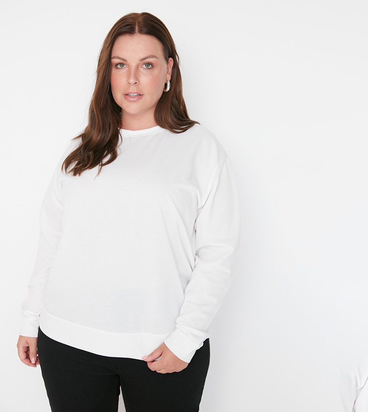 White thin sweatshirt sale