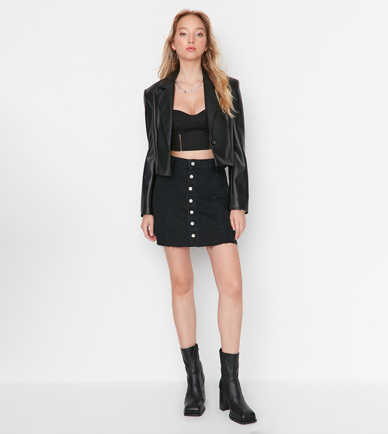 TRENDYOL Damen Denim Mini-Rock A-Linie – Aus 100 % Baumwolle, Vielseitig Für Casual Looks
