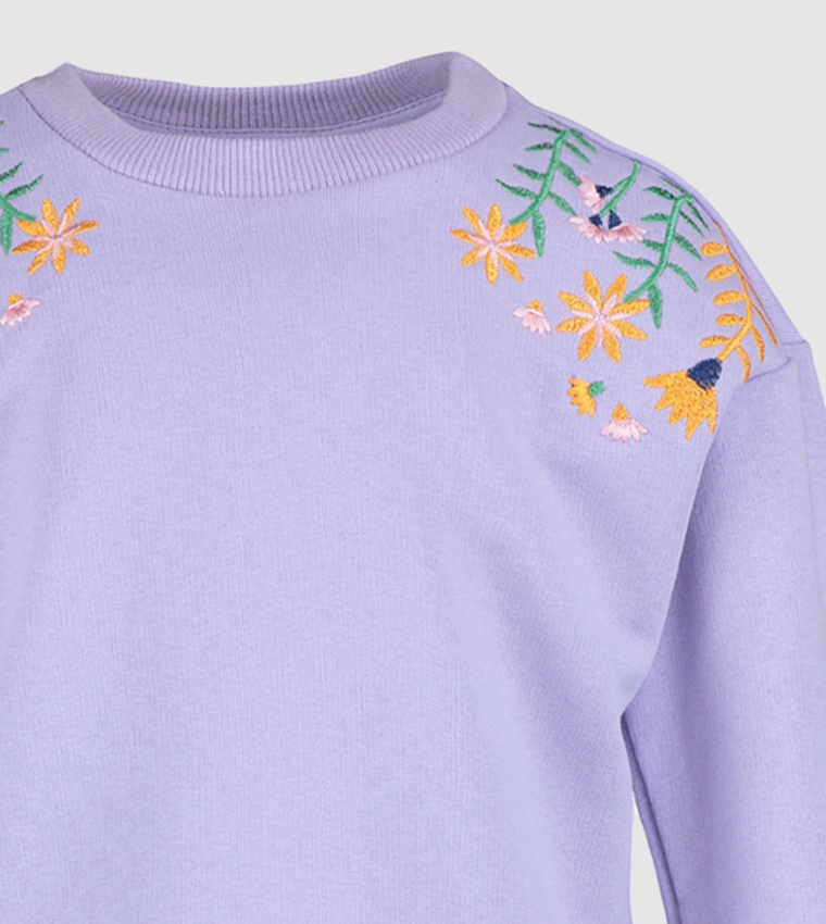 Embroidered on sale flower sweatshirt