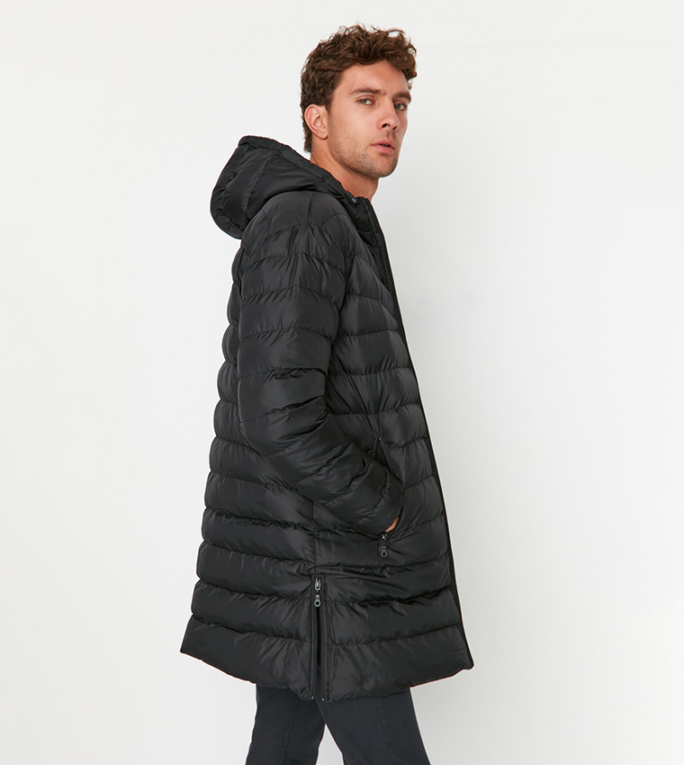 Solid Hooded Longline Puffer Down Jacket