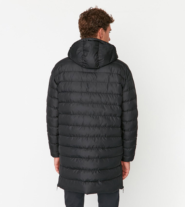 Buy Trendyol Solid Hooded Longline Puffer Down Jacket In Black 6thStreet UAE