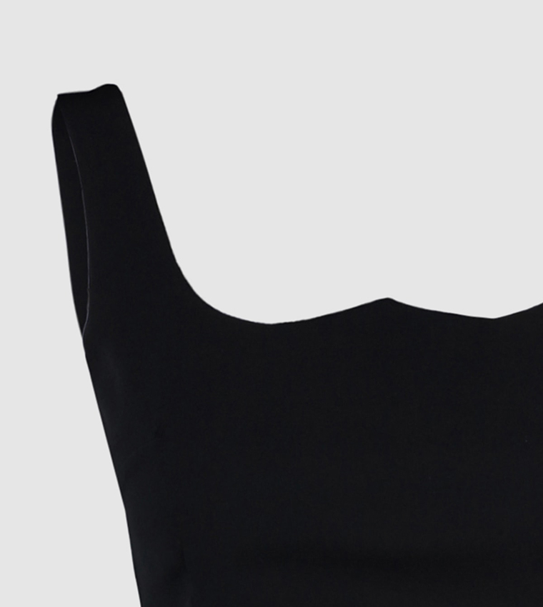 Strap Sleeves Basic Crop Top 