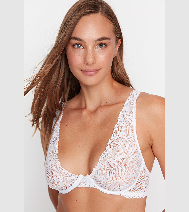 Buy Trendyol Underwire Lace Bra In White