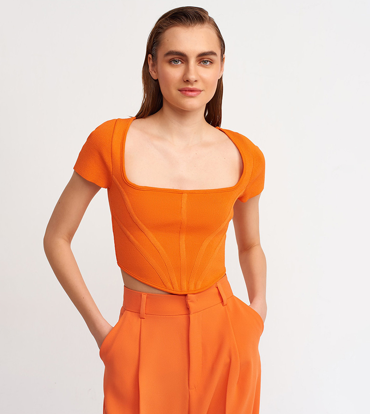 Square Neck Short Sleeves Top