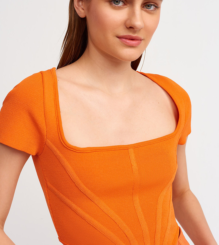 Square Neck Short Sleeves Top
