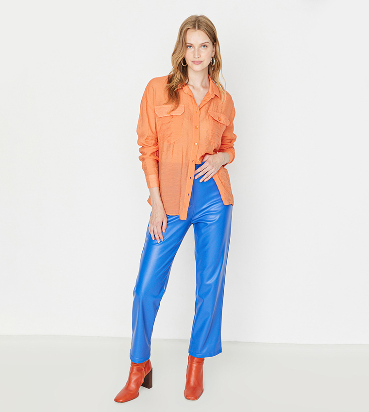 Buy Trendyol Double Pocket Casual Shirt In Orange 6thStreet Oman