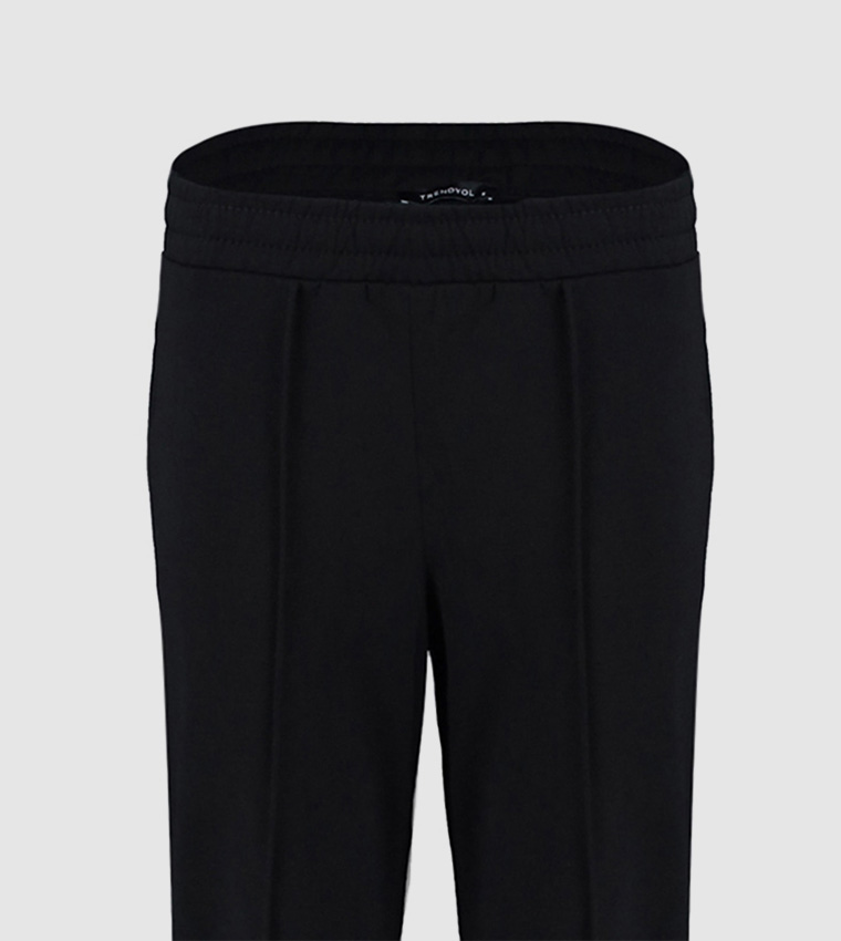 Buy Trendyol Ribbed Tapered Slit Sweatpants In Black