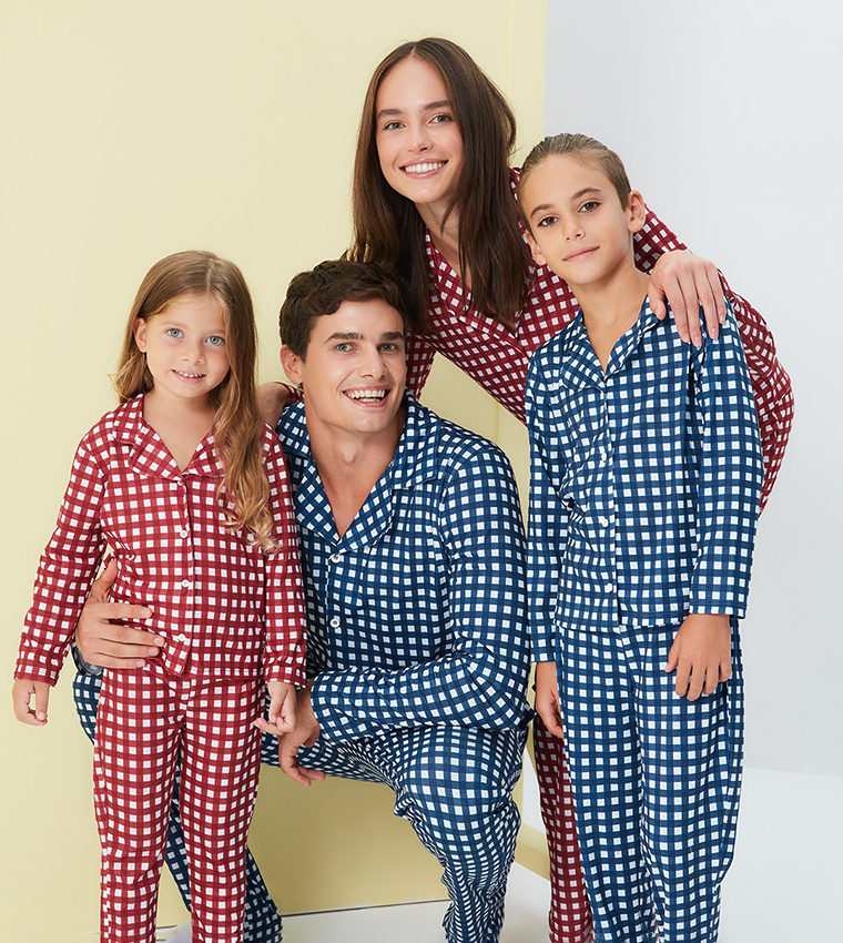 Buy Trendyol Regular Fit Family Combination Pajamas Set In Blue