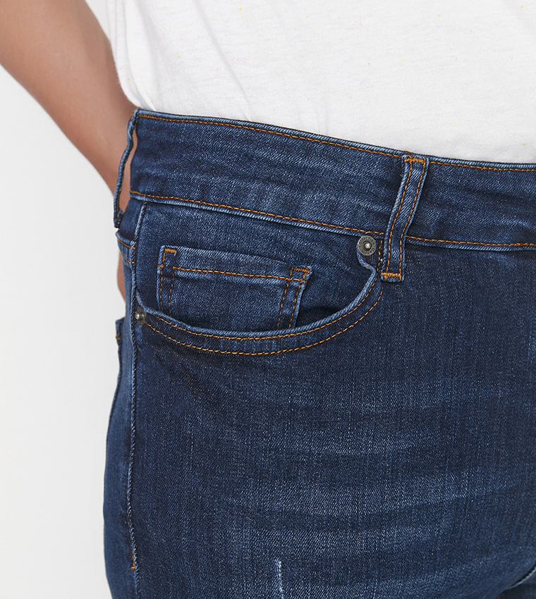 Jean Rake Buy Trendyol Skinny Fit Rake Destroyed Jeans In Navy | 6thStreet Bahrain