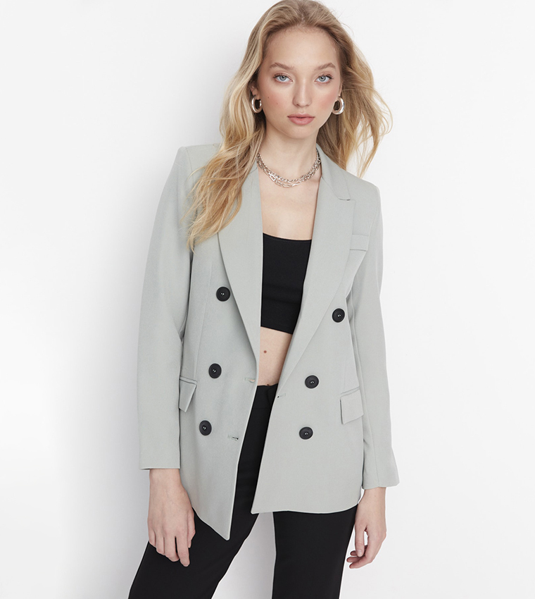 Double breasted casual blazer hotsell