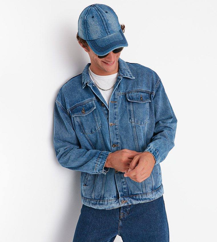 Oversize denim 2024 jacket mens