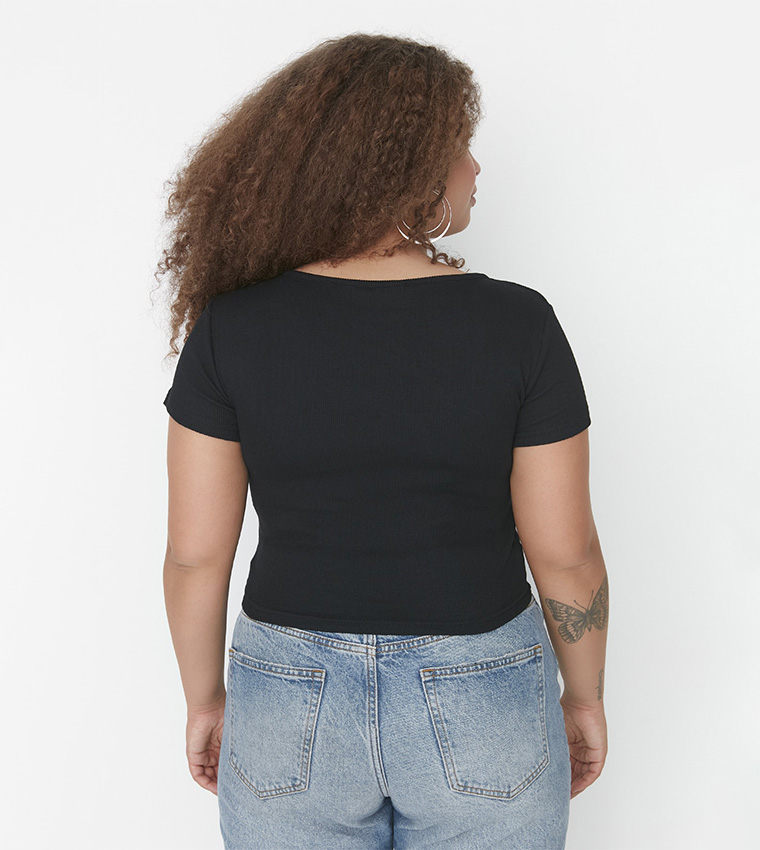 Cut Out Ribbed Casual Top