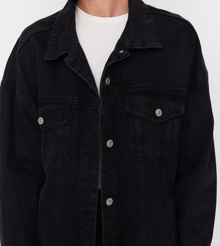 Oversized black hotsell denim jacket mens