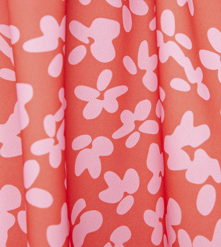 Printed Knitted Scuba Crepe Maxi Skirt
