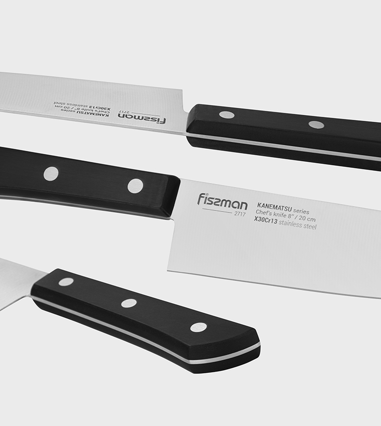 7-Piece Knife Set Kanematsu with Wooden Block X30Cr13 Steel