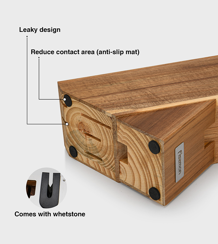 7-Piece Knife Set Weimar with Wooden Block with Built-In Sharpener X30Cr13 Steel