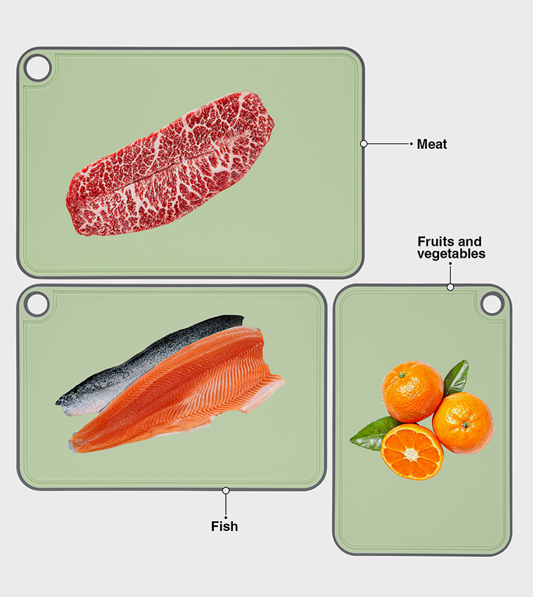 3-Piece Chopping Boards with Holder, 41x28 cm, 36x24 cm, 31x20 cm
