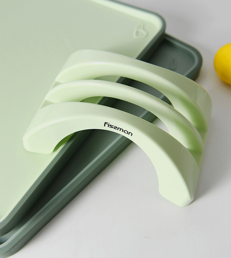2-Piece Index Chopping Boards with Holder, 34x28 cm