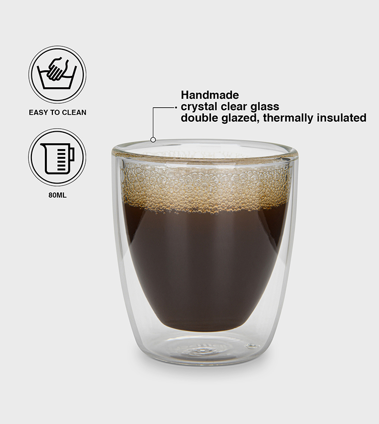 2-Piece Borosilicate Glass Double Wall Glasses, 80 ml
