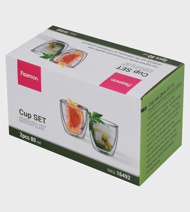 2-Piece Borosilicate Glass Double Wall Glasses, 80 ml