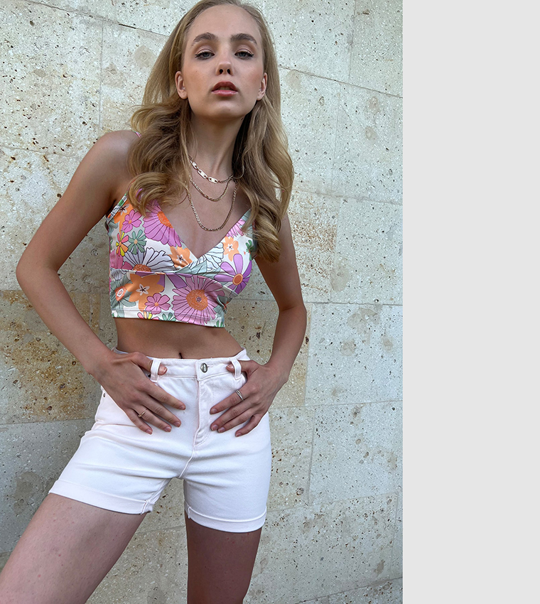 Buy Trend Alaçatı Stili High Waist Denim Shorts In Pink