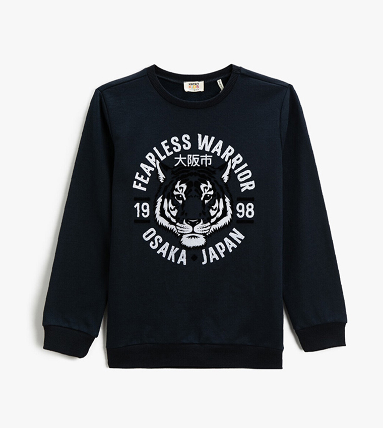 Buy Koton Typography Printed Crew Neck Sweatshirt In NAVY BLUE