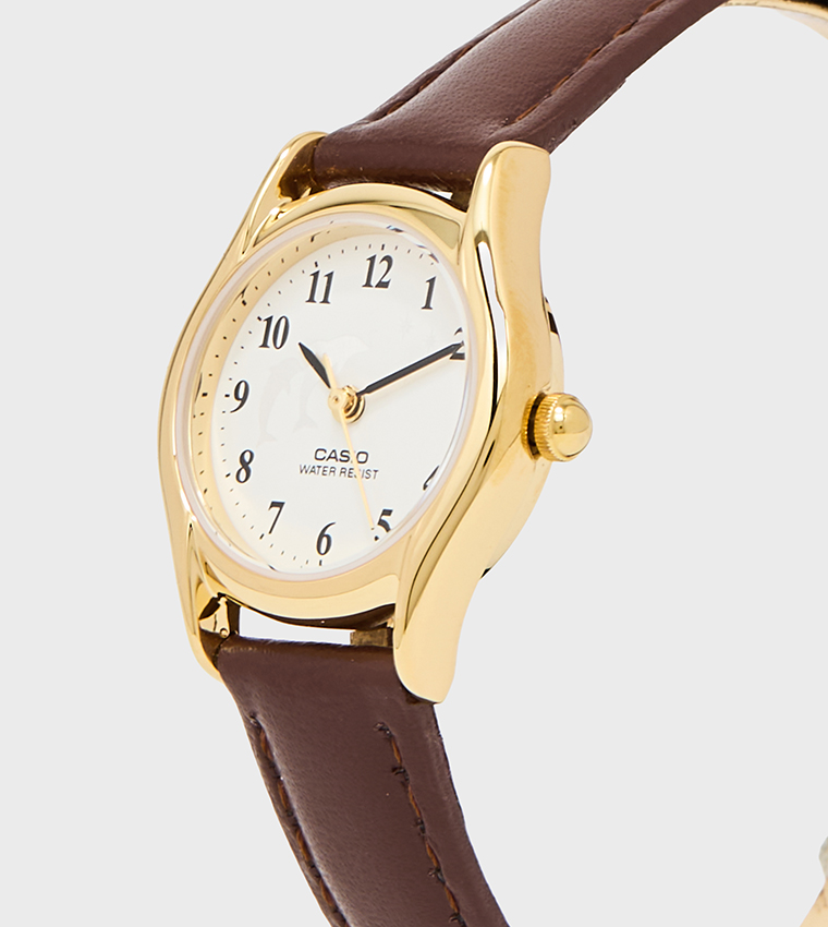 White Dial Leather Strap Analog Watch