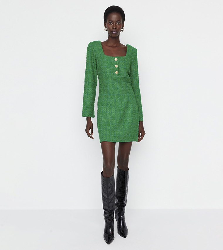 Green tweed hot sale dress