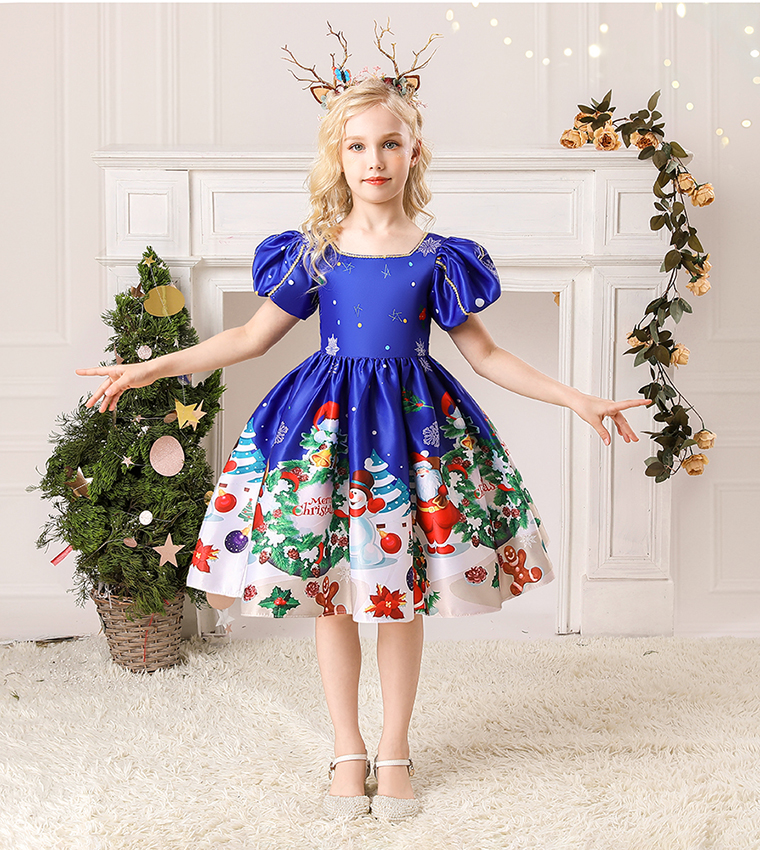 Buy Ddaniela Snow Queen Theme Fit And Flare Dress In Blue | 6thStreet Qatar