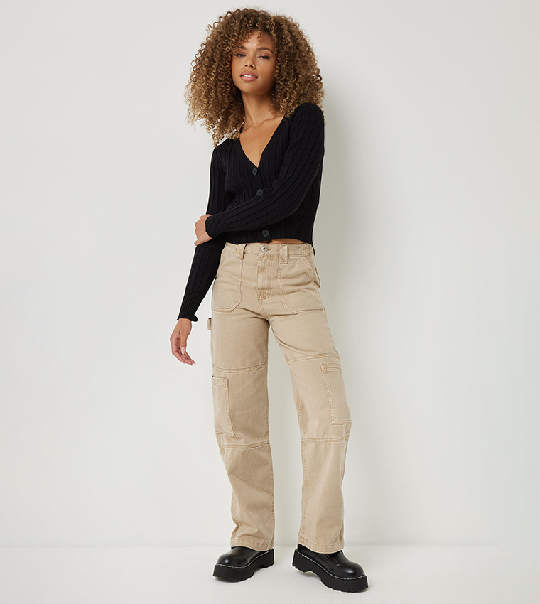 Buy Ardene 90's High Rise Carpenter Jeans In Beige