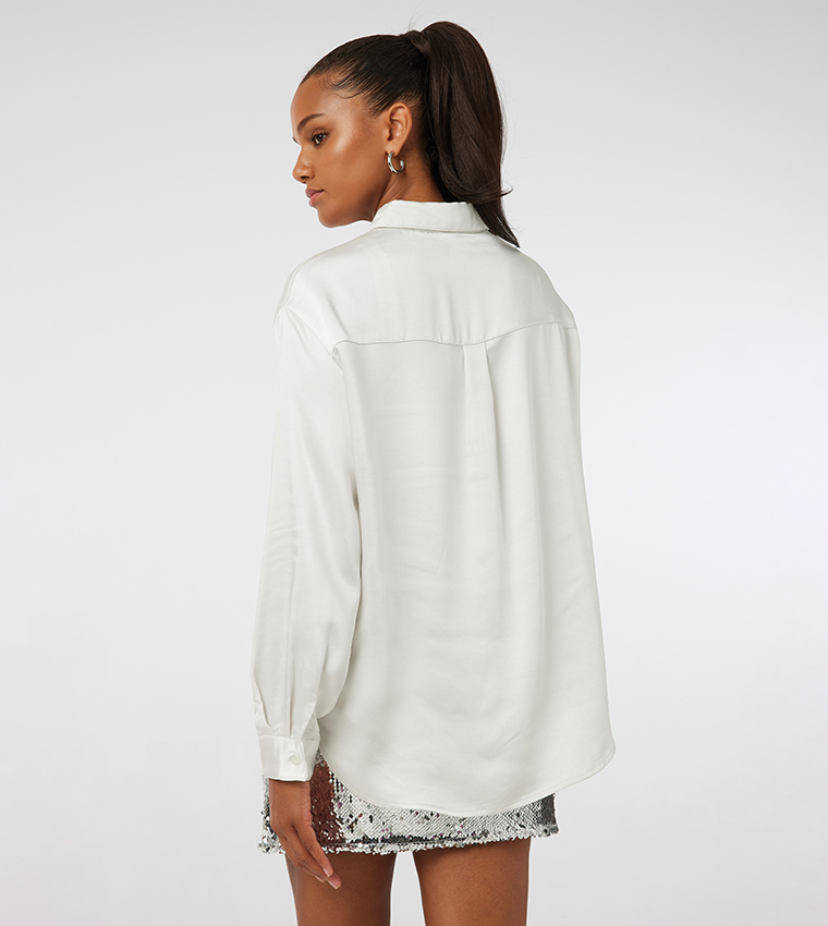 Solid Long Sleeves Satin Shirt