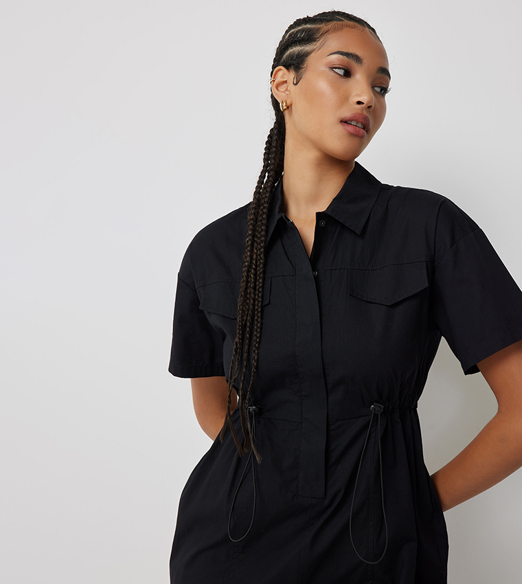 Buy Ardene Solid Cargo Parachute Jumpsuit In Black | 6thStreet Saudi Arabia