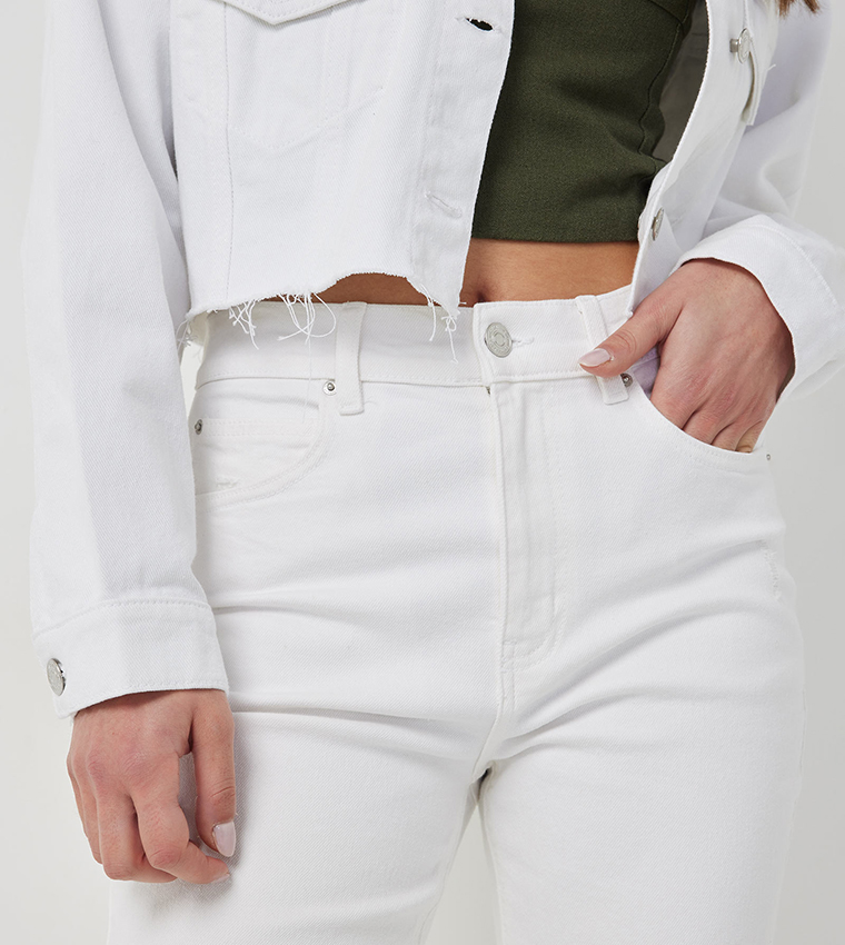 Ripped High Rise Kick Cropped Jeans