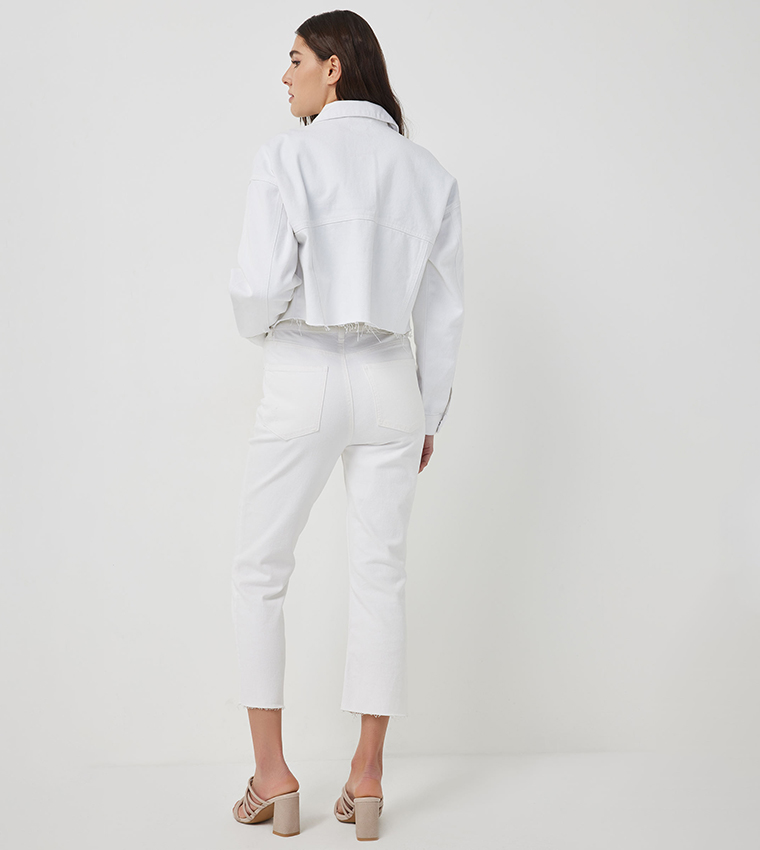 Ripped High Rise Kick Cropped Jeans