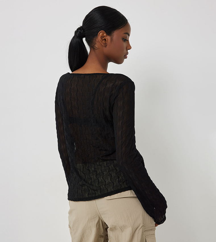 كارديغان منقوش برباط أمامي