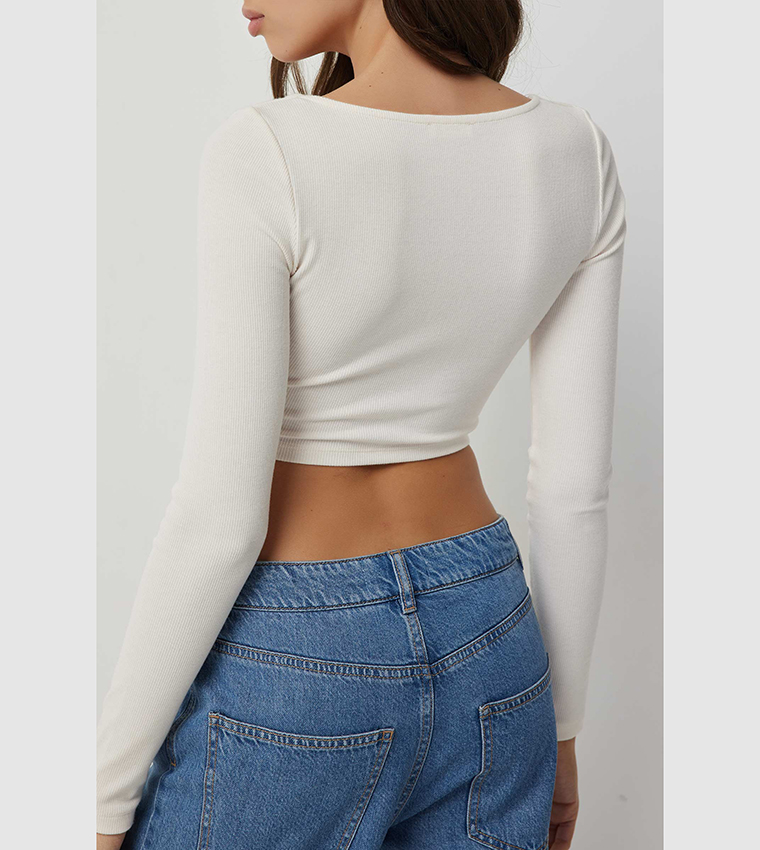Long Sleeves Crop Bustier Top