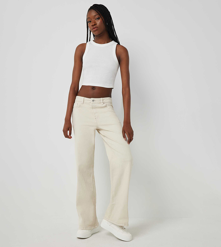 Mid Rise Wide Leg Jeans