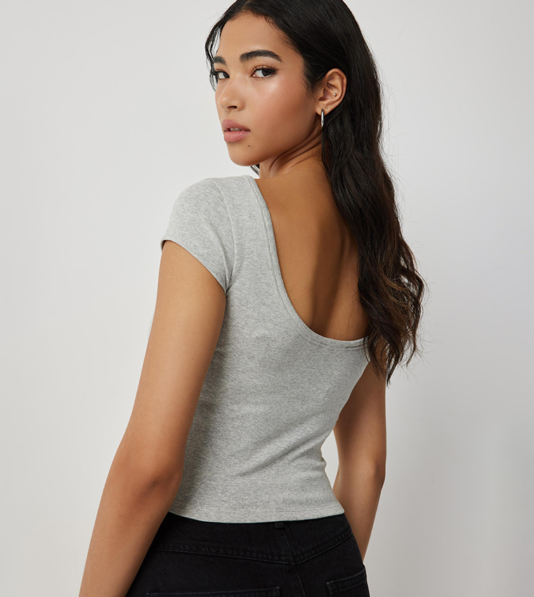 Ribbed Short Sleeves Top