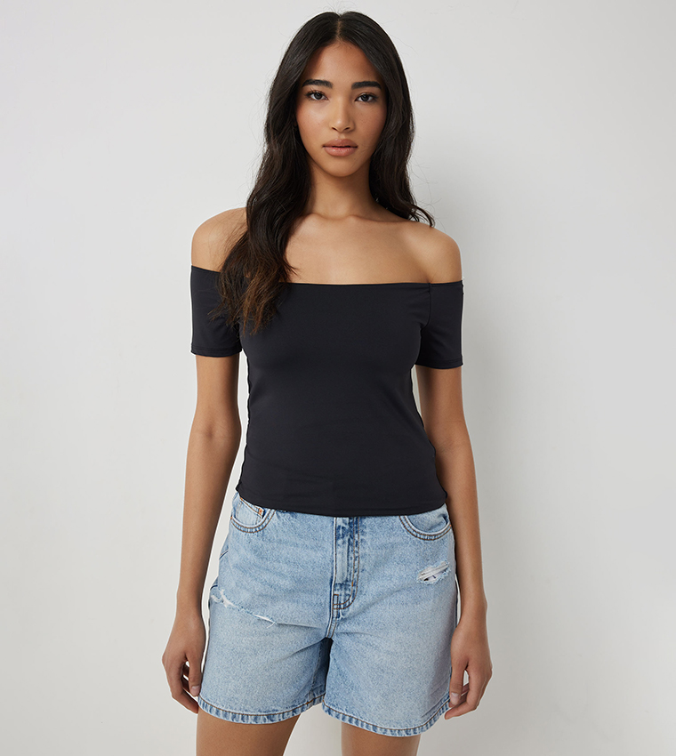 Contour Off Shoulder Crop Top